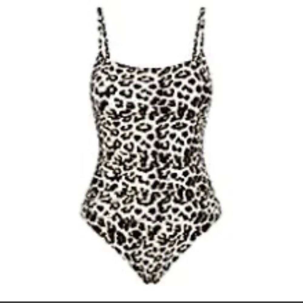 Michael Kors One Piece Swimwear Leopard Print Lace Back Size 10